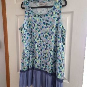 LOGO Lori Goldstein 1X Floral Cotton Tank Chiffon